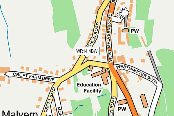 WR14 4BW map - OS OpenMap – Local (Ordnance Survey)