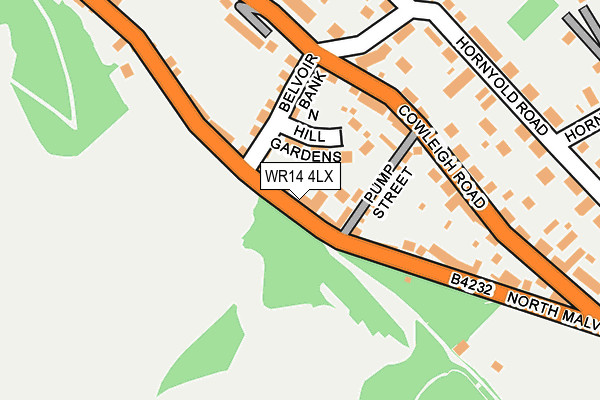 WR14 4LX map - OS OpenMap – Local (Ordnance Survey)