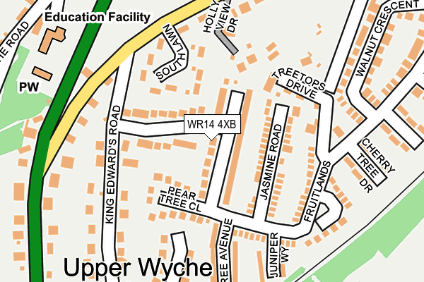 WR14 4XB map - OS OpenMap – Local (Ordnance Survey)