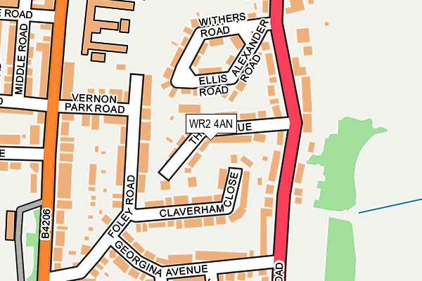 WR2 4AN map - OS OpenMap – Local (Ordnance Survey)