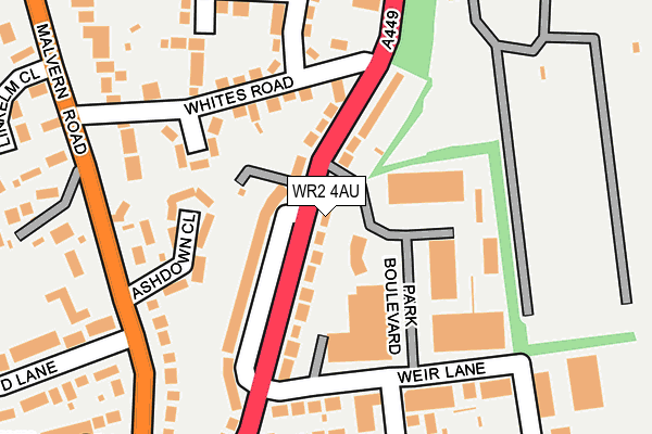 WR2 4AU map - OS OpenMap – Local (Ordnance Survey)