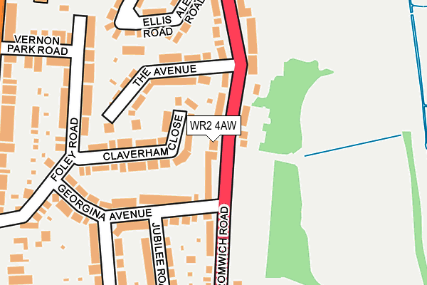 WR2 4AW map - OS OpenMap – Local (Ordnance Survey)