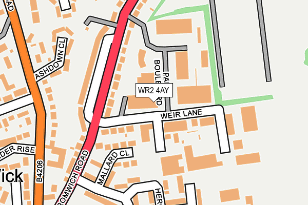 WR2 4AY map - OS OpenMap – Local (Ordnance Survey)