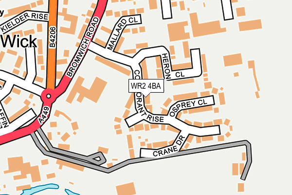 WR2 4BA map - OS OpenMap – Local (Ordnance Survey)