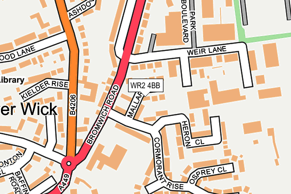 WR2 4BB map - OS OpenMap – Local (Ordnance Survey)