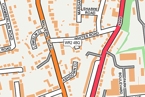 WR2 4BQ map - OS OpenMap – Local (Ordnance Survey)