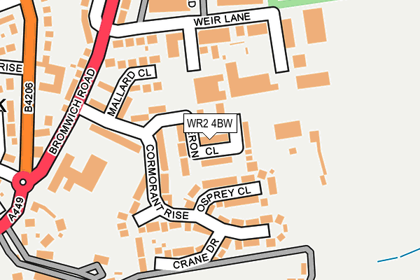 WR2 4BW map - OS OpenMap – Local (Ordnance Survey)