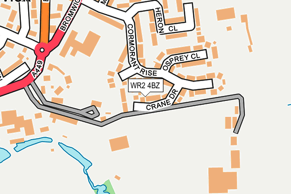 WR2 4BZ map - OS OpenMap – Local (Ordnance Survey)