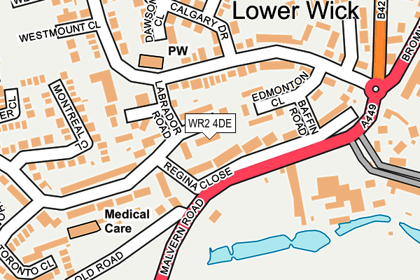 WR2 4DE map - OS OpenMap – Local (Ordnance Survey)