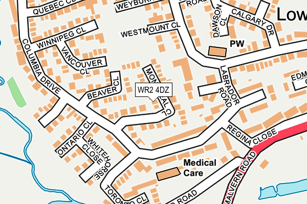 WR2 4DZ map - OS OpenMap – Local (Ordnance Survey)