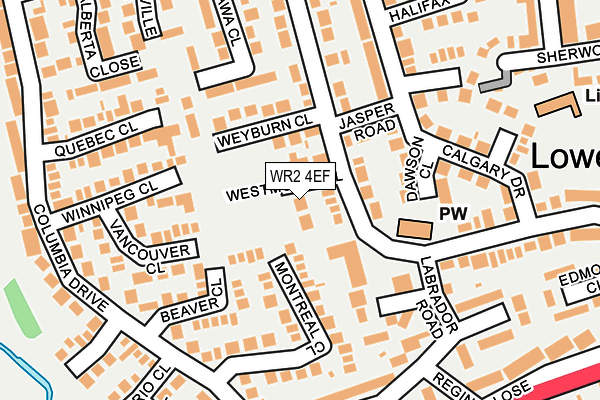 WR2 4EF map - OS OpenMap – Local (Ordnance Survey)