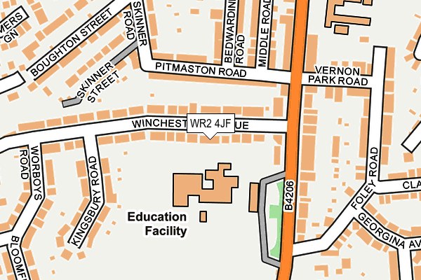 WR2 4JF map - OS OpenMap – Local (Ordnance Survey)