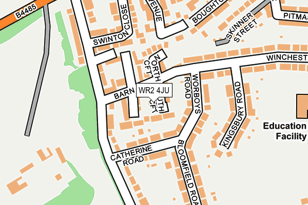 WR2 4JU map - OS OpenMap – Local (Ordnance Survey)