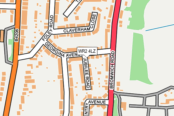 WR2 4LZ map - OS OpenMap – Local (Ordnance Survey)
