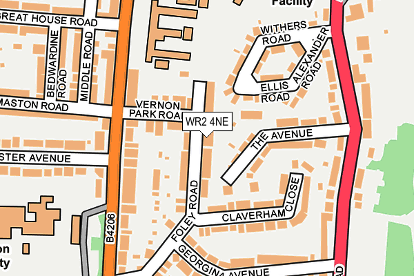 WR2 4NE map - OS OpenMap – Local (Ordnance Survey)