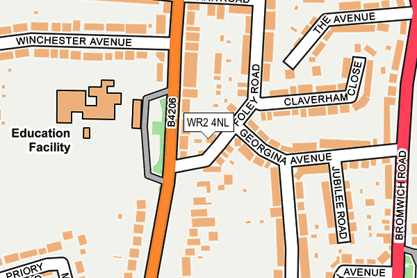 WR2 4NL map - OS OpenMap – Local (Ordnance Survey)