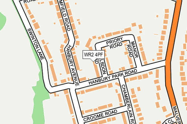 WR2 4PF map - OS OpenMap – Local (Ordnance Survey)