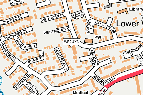 WR2 4XA map - OS OpenMap – Local (Ordnance Survey)