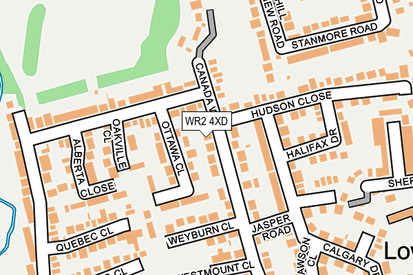 WR2 4XD map - OS OpenMap – Local (Ordnance Survey)