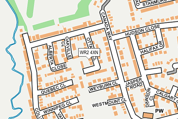 WR2 4XN map - OS OpenMap – Local (Ordnance Survey)