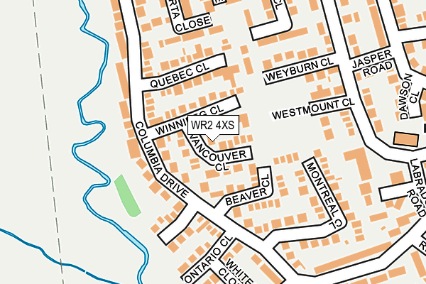 WR2 4XS map - OS OpenMap – Local (Ordnance Survey)