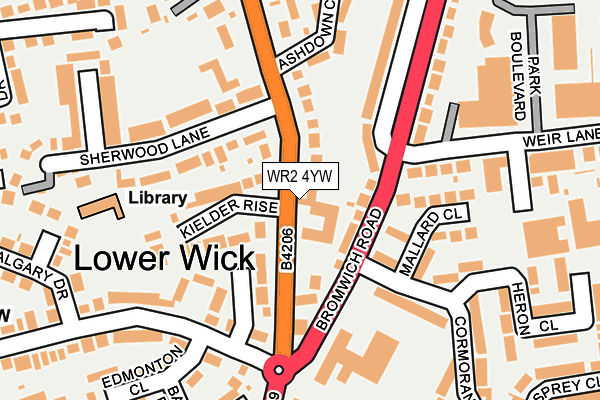WR2 4YW map - OS OpenMap – Local (Ordnance Survey)