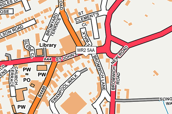 WR2 5AA map - OS OpenMap – Local (Ordnance Survey)
