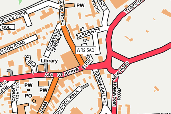 WR2 5AD map - OS OpenMap – Local (Ordnance Survey)