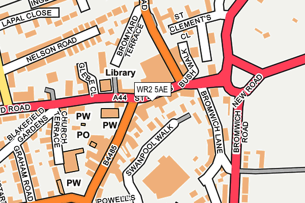 WR2 5AE map - OS OpenMap – Local (Ordnance Survey)