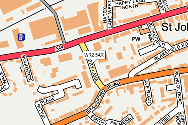WR2 5AR map - OS OpenMap – Local (Ordnance Survey)