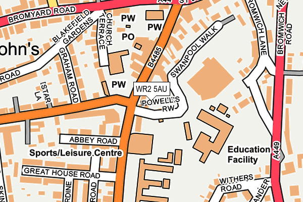 WR2 5AU map - OS OpenMap – Local (Ordnance Survey)