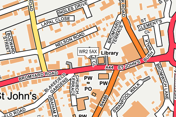 WR2 5AX map - OS OpenMap – Local (Ordnance Survey)