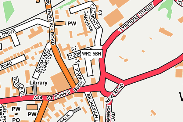 WR2 5BH map - OS OpenMap – Local (Ordnance Survey)