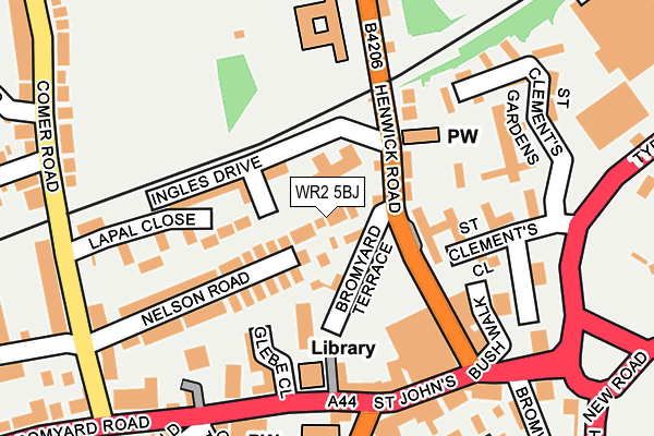 WR2 5BJ map - OS OpenMap – Local (Ordnance Survey)