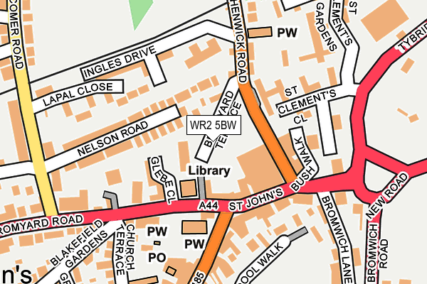WR2 5BW map - OS OpenMap – Local (Ordnance Survey)