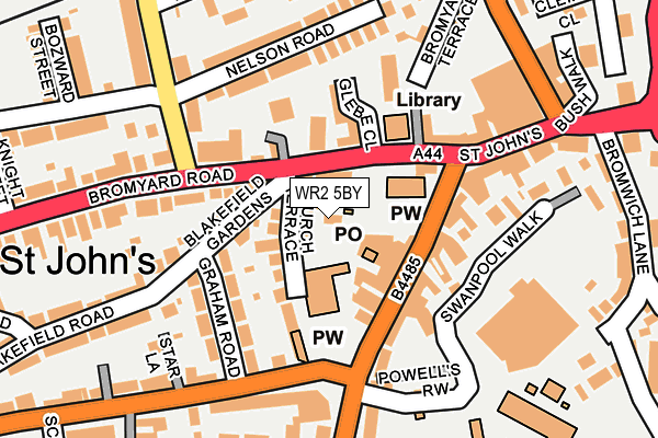 WR2 5BY map - OS OpenMap – Local (Ordnance Survey)
