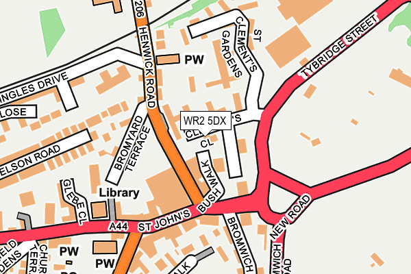 WR2 5DX map - OS OpenMap – Local (Ordnance Survey)