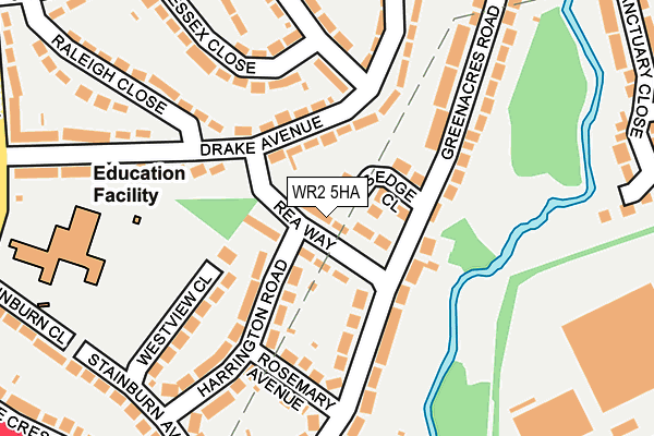 WR2 5HA map - OS OpenMap – Local (Ordnance Survey)