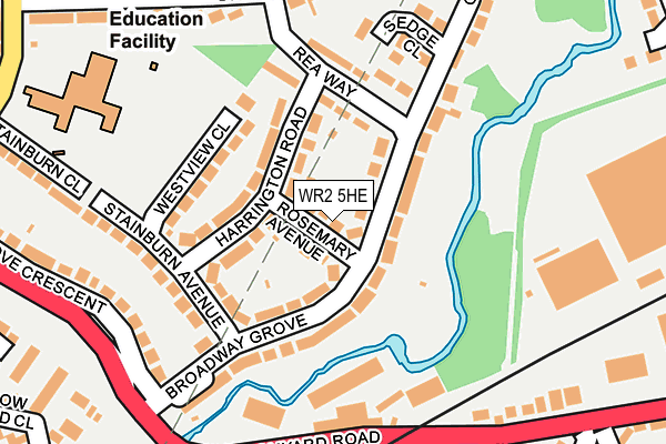 WR2 5HE map - OS OpenMap – Local (Ordnance Survey)