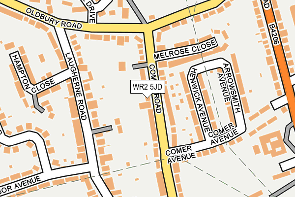 WR2 5JD map - OS OpenMap – Local (Ordnance Survey)