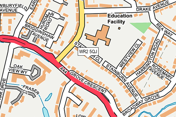 WR2 5QJ map - OS OpenMap – Local (Ordnance Survey)