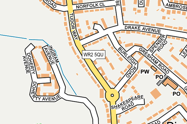 WR2 5QU map - OS OpenMap – Local (Ordnance Survey)