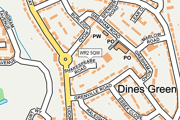 WR2 5QW map - OS OpenMap – Local (Ordnance Survey)