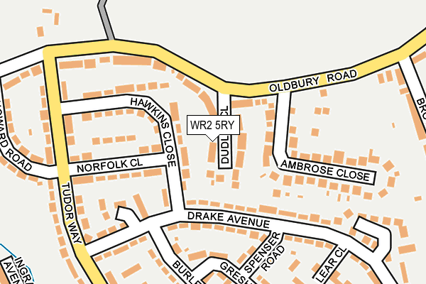 WR2 5RY map - OS OpenMap – Local (Ordnance Survey)