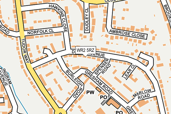 WR2 5RZ map - OS OpenMap – Local (Ordnance Survey)