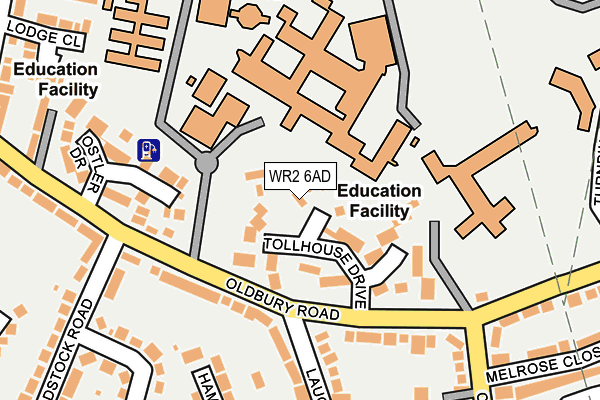 WR2 6AD map - OS OpenMap – Local (Ordnance Survey)
