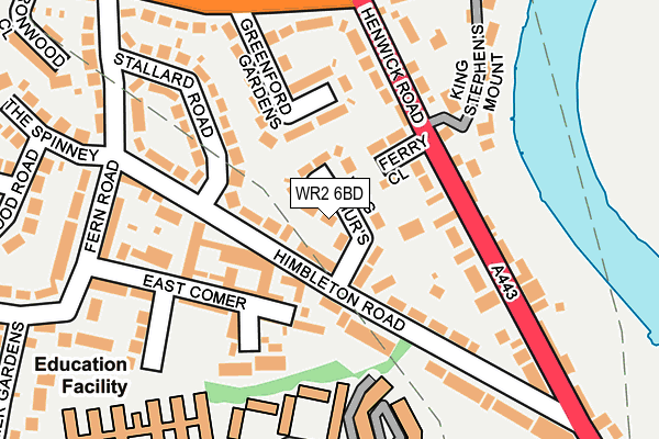 WR2 6BD map - OS OpenMap – Local (Ordnance Survey)