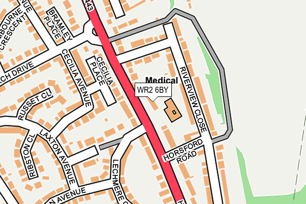 WR2 6BY map - OS OpenMap – Local (Ordnance Survey)