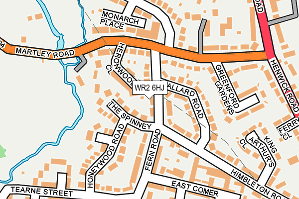 WR2 6HJ map - OS OpenMap – Local (Ordnance Survey)