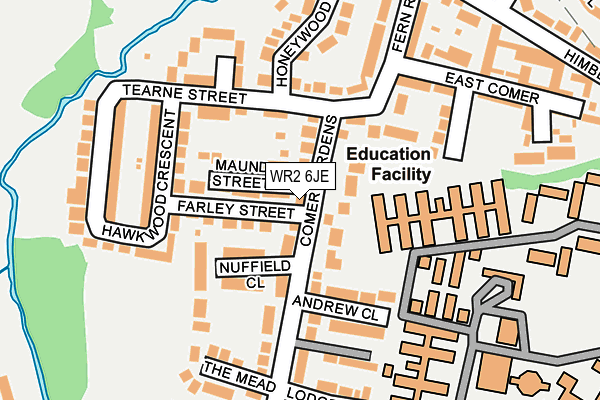 WR2 6JE map - OS OpenMap – Local (Ordnance Survey)